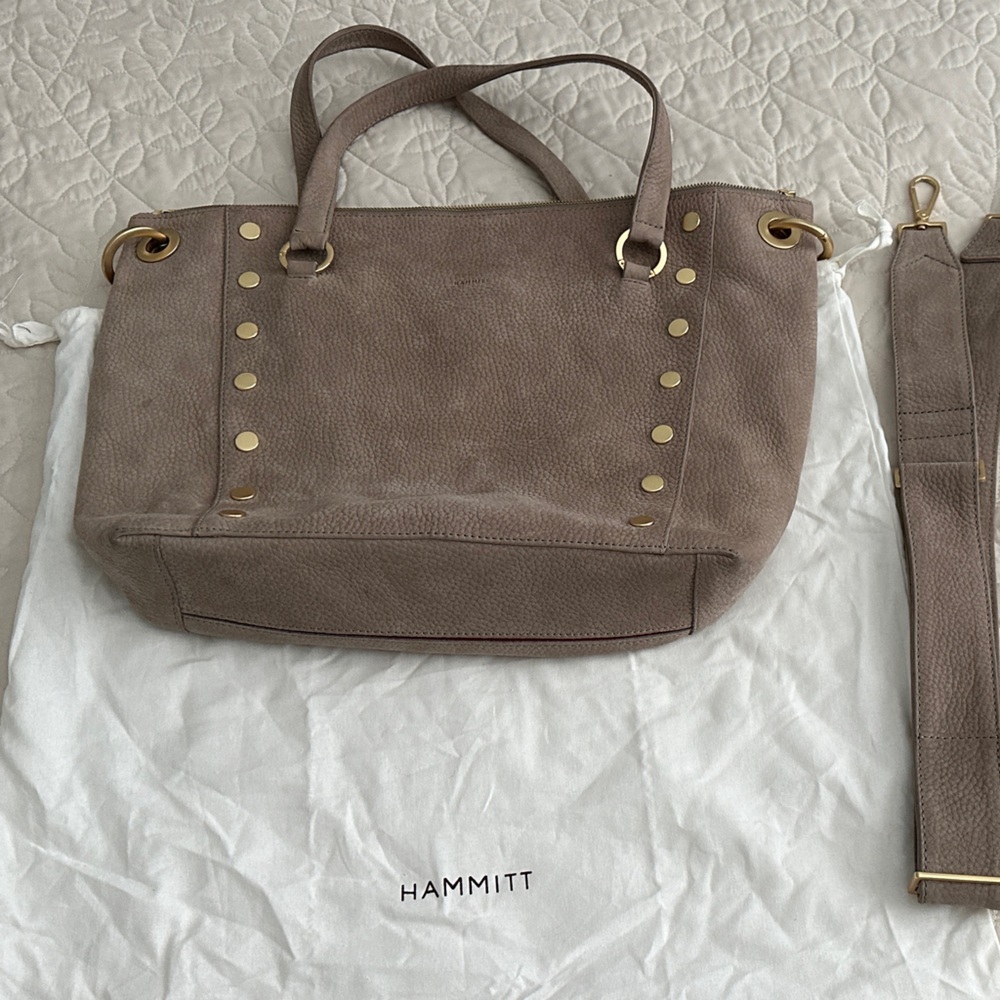 Hammitt Taupe Shoulder Bag with Gold Accents